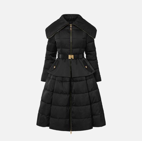 Down jacket in voile fabric with circle skirt