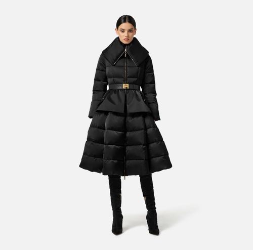Down jacket in voile fabric with circle skirt