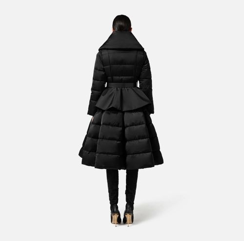Down jacket in voile fabric with circle skirt