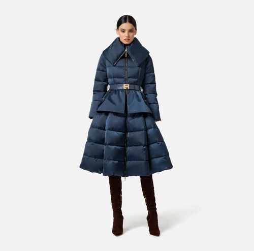 Down jacket in voile fabric with circle skirt