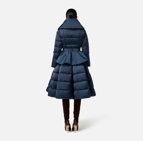 Down jacket in voile fabric with circle skirt