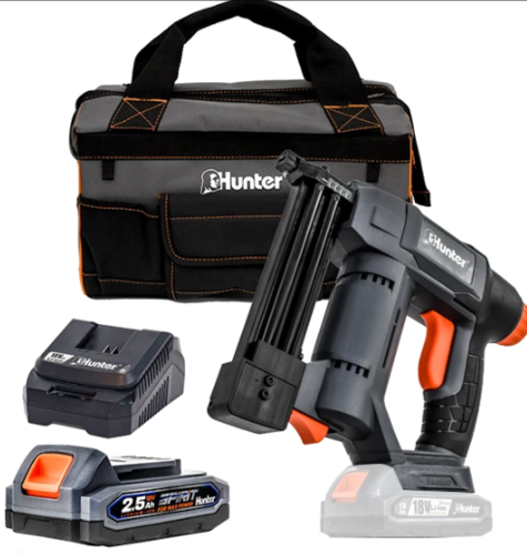 אקדח סיכות ומסמרים נטען 18V + סוללה 2AH HUNTER ותיק בד איכותי