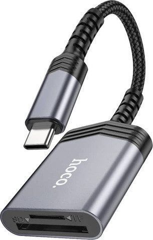 קורא כרטיסי זיכרון OTG חיבור Type-C ל־SD ו־TF תומך עד 2TB דגם Hoco UA25
