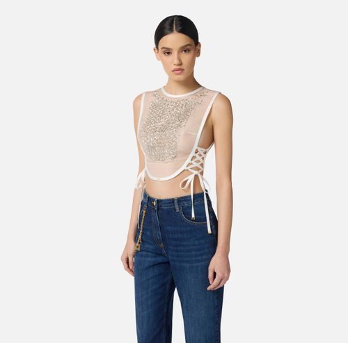 Organza bib with crystals