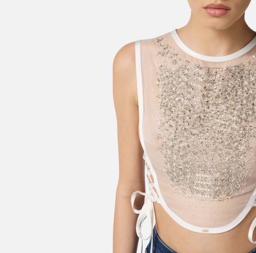 Organza bib with crystals
