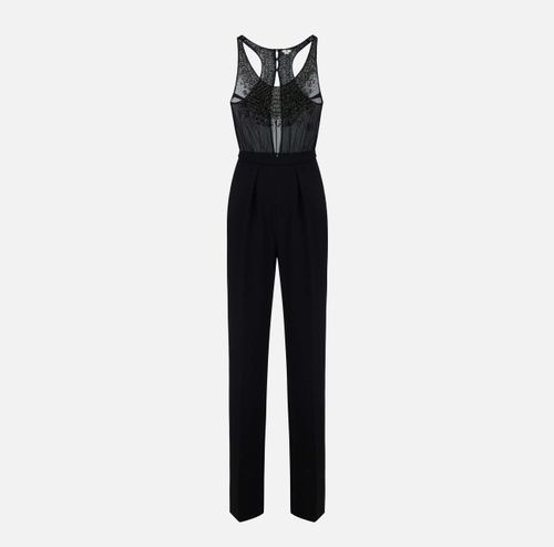 Jumpsuit in georgette and crêpe fabrics with crystals
