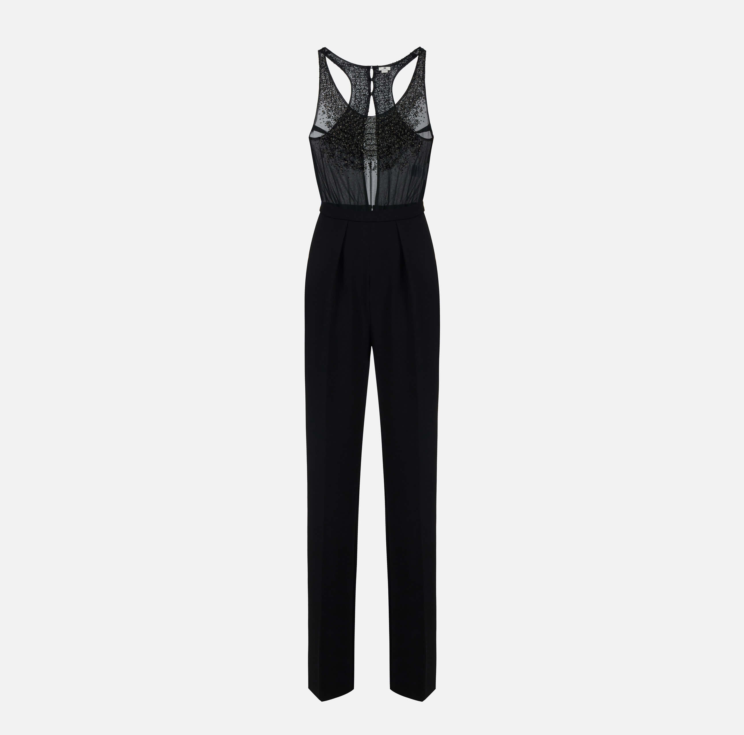 Jumpsuit in georgette and crêpe fabrics with crystals