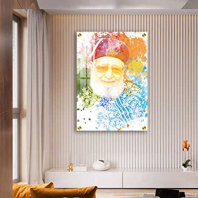 תמונות צדיקים - הרב עובדיה רקע גרפיטי צבעוני זכוכית או קנבס