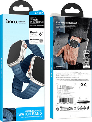 רצועה לאפל ווטש 44/45/46/49mm בד FineWoven סגירה מגנטית Blue hoco AS100