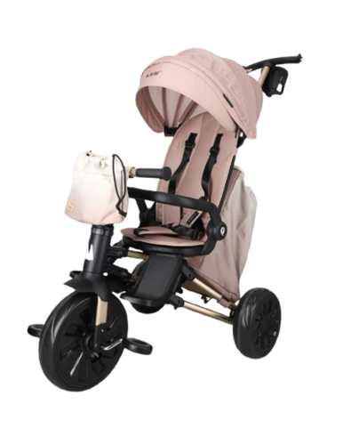 תלת אופן מתקפל 7 ב-1 בעל משענת מתכווננת MINENE X QPLAY צבע ורוד