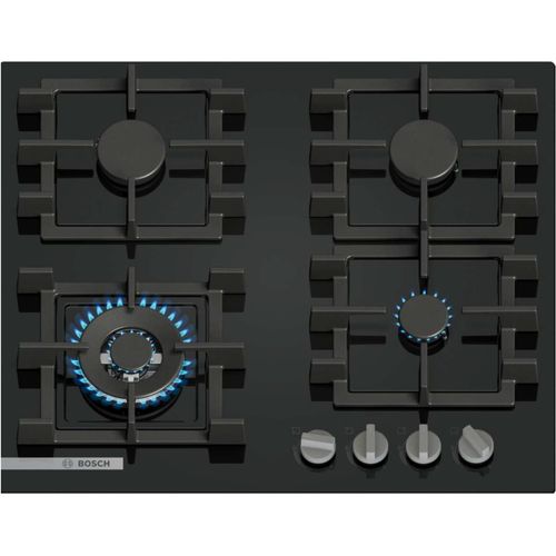 כיריים גז בוש 4 להבות Bosch PNK6B6K40Y גימור זכוכית שחורה