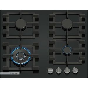 כיריים גז בוש 4 להבות Bosch PNK6B6K40Y גימור זכוכית שחורה