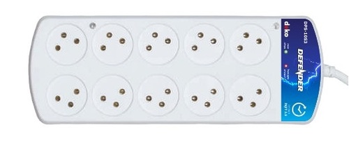 רב שקע 10 יציאות עם מגן מפני נחשולים ונפילות מתח 3S-10DPS מבית DEKO