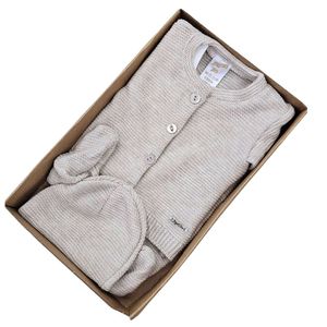 חליפה סרוגה סט ניו בורן חגיגי לרך הנולד - מוקה