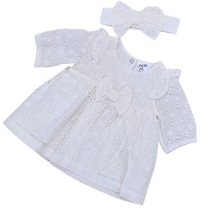 סט לבריתה: שמלת תחרה וסרט ראש תואם - מראה ניו בורן אלגנטי לצילומים