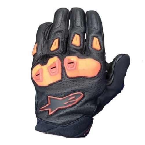 כפפות רכיבה עור אלפינסטארס שחור כתום זוהר ALPINESTARS SP X7