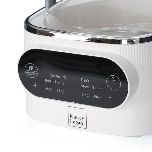 קומקום זכוכית שומר חום Kinsey Logan - עם בקר שליטה דיגיטלי (1.2 ליטר)