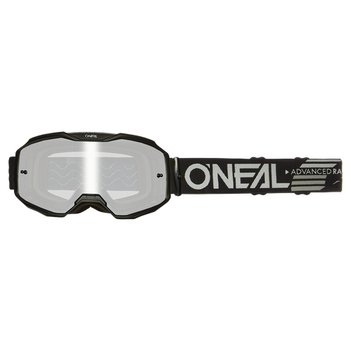 משקפי אופנוע O'Neal B-10 SOLID דגם 6029-001 בצבע שחור עם עדשת כסף מראה - משקפיים עם מסגרת קלאסית, ציפוי נגד אדים, רצועה מתכווננת ותקן EN 1938 לרכיבת MX ו-MTB בטוחה