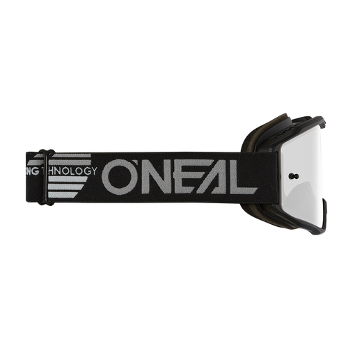 משקפי אופנוע O'Neal B-10 SOLID דגם 6029-001 בצבע שחור עם עדשת כסף מראה - משקפיים עם מסגרת קלאסית, ציפוי נגד אדים, רצועה מתכווננת ותקן EN 1938 לרכיבת MX ו-MTB בטוחה