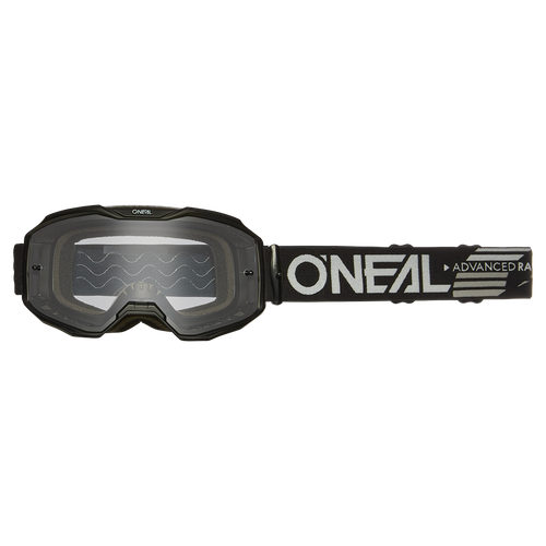 משקפי אופנוע O'Neal B-10 SOLID דגם 6029-000 בצבע שחור עם עדשה שקופה - משקפיים עם מסגרת קלאסית, ציפוי נגד אדים, רצועה מתכווננת ותקן EN 1938 לרכיבת MX ו-MTB בלילה ובתנאי תאורה חלשה