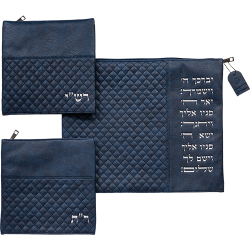 סט טלית ותפילין רש"י ר"ת בעיצוב יוקרתי מחומר דמוי עור איכותי