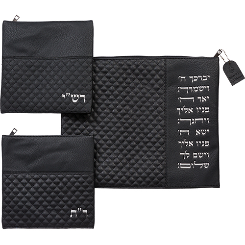 סט מהודר לטלית ותפילין רש"י ר"ת דמוי עור במראה קלאסי ואלגנטי