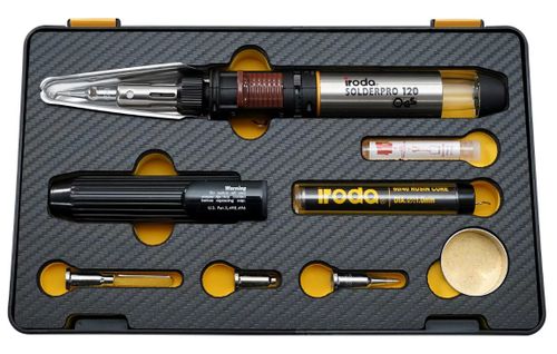 IRODA PRO 120K - מלחם גז מקצועי 30W-125W הצתה אלקטרונית במארז כולל ראשים מתחלפים ת. טאיוון