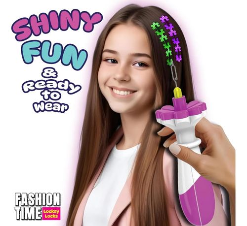ערכת קישוט ועיצוב שיער לוקסי לוק Fashion Time עם מכשיר שזירה סרטים מנצנצים