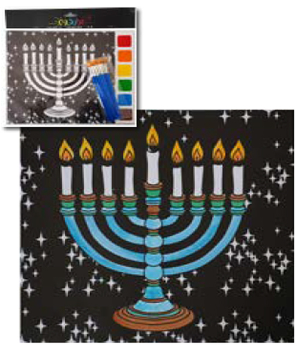 קיט חנוכיה לצביעה עם מכחולים ופלטת צבעים
