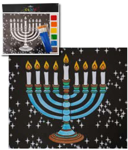 קיט חנוכיה לצביעה עם מכחולים ופלטת צבעים