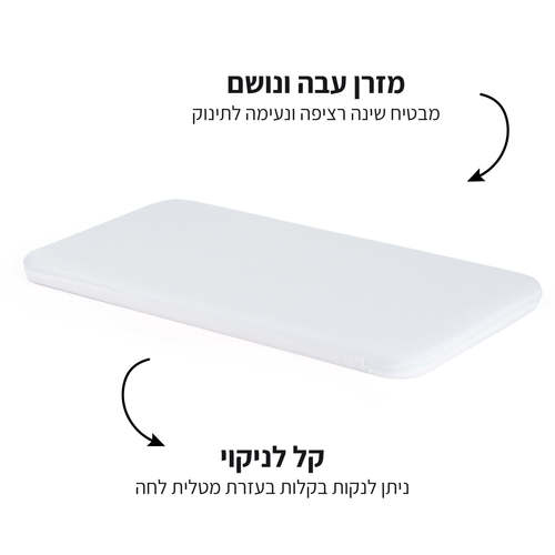 עריסה נצמדת למיטת הורים דגם אריא עם אפשרות נידנוד גלגלים וכילה- אפור בהיר / שלד אפור בהיר
