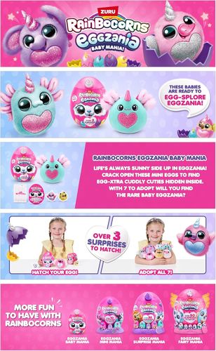 ביצת הפתעה ריינבוקורנס Eggzania - סדרת Baby Mania (מגוון דמויות)