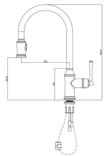שירטוט ברז מטבח נשלף 1091B שחור מט SIVANOFIR
