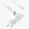 מטען קיר מיקרו עם 2 כניסות MIRACASE MWC244 MICRO 2.4A USB