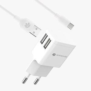 מטען קיר מיקרו עם 2 כניסות MIRACASE MWC244 MICRO 2.4A USB