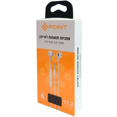 אוזניות חוט תואם לאייפון 5/6 POINT AUX 3.5mm