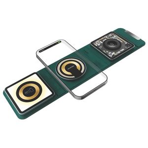 מעמד טעינה אלחוטי משולב MICRODIA SNAPPad Visi.Trio 23W 4-in-1 Black/Green