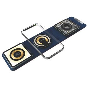 מעמד טעינה אלחוטי משולב MICRODIA SNAPPad Visi.Trio 23W 4-in-1 Navy/Orange