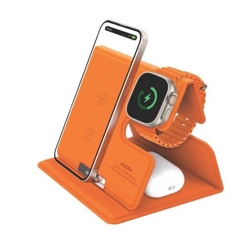 מעמד טעינה אלחוטי משולב MICRODIA CHARGINGStation Folio 23W 4-in1 Orange