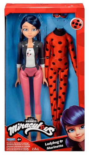 בובת אקשן עם סט בגדים להחלפה - ליידי באג ומרינט