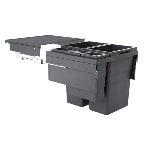 פח אשפה 'קרגו' נשלף למגירת מטבח 91 (1X5L 1X10L 2X38L) ליטר, דלת 60 ס