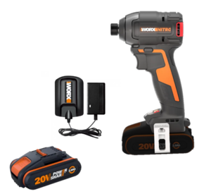 מברגת אימפקט נטענת 20V + סוללה 2AH + מטען מהיר WORX NITRO WX265