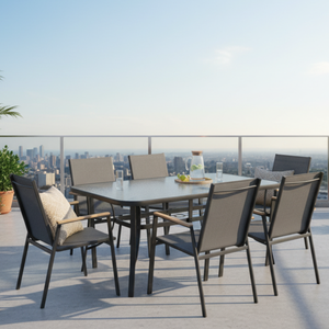 סט פינת אוכל שולחן ברצלונה+ 6 כיסאות לימה  PLAYA