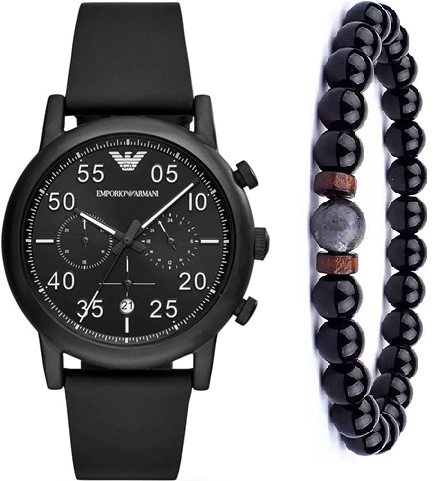 סט צמיד מתנה גברים EMPORIO Armani AR11133 רצועת עור