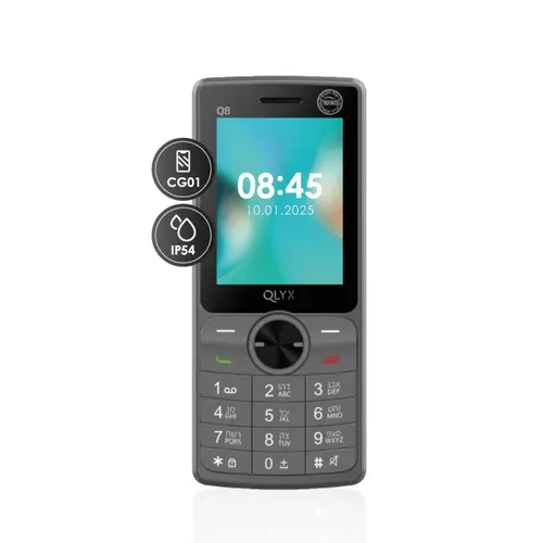 טלפון סלולרי כשר QLYX Q8 דור 4 קיוליקס + מגן ,מגן מסך ,ומטען .