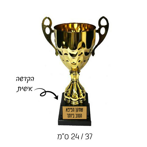 גביע ניצחון מוזהב עם הקדשה אישית – L - גובה 37 ס