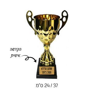 גביע ניצחון מוזהב עם הקדשה אישית – L - גובה 37 ס"מ