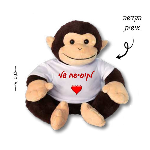 בובת קוף עם חולצה בעיצוב אישי והקדשה 