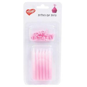 סט 12 נרות גדולים - צבע ורוד הדרגתי