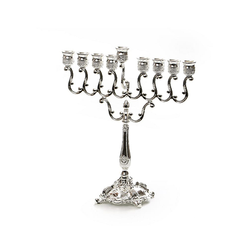 חנוכיית קנים מעוצבת "בארוק" | כסף